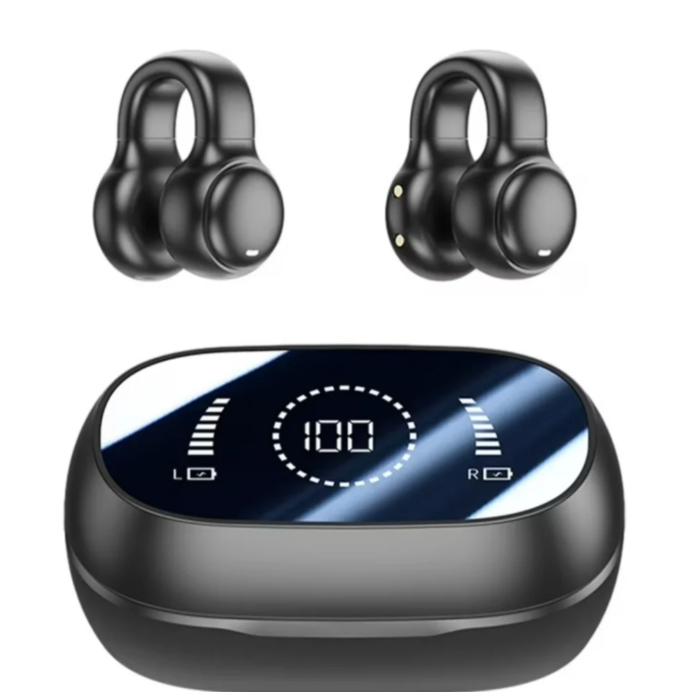 Sleek Black Wireless Earbuds with Charging Case